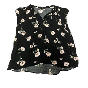 Buffalo David Bittin floral Black Sleeveless Women's Top Size Large EUC